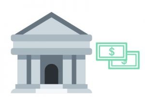 immagine di banca e banconote